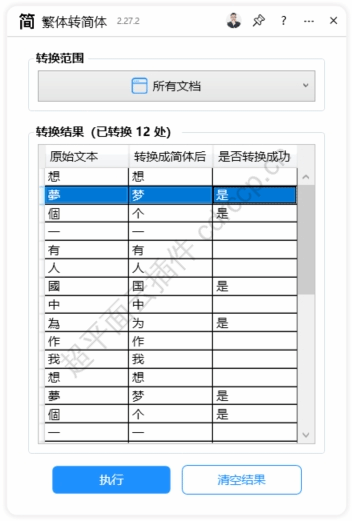 繁体转简体 界面预览