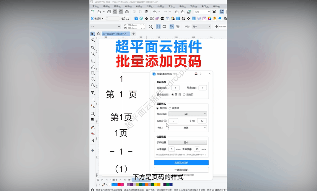 抖音视频教程 - 批量添加页码
